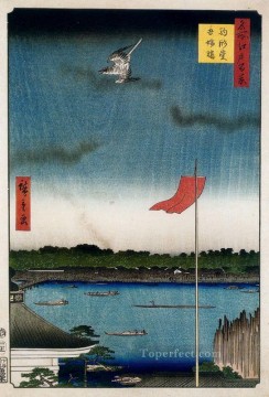  Hiroshige Lienzo - Sala Komokata y puente Azuma 1857 Utagawa Hiroshige Ukiyoe